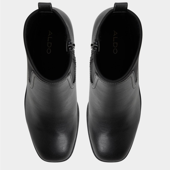 Aldo Black Chunky Heel Ankle Boots Size 8.5 - Picture 6 of 16